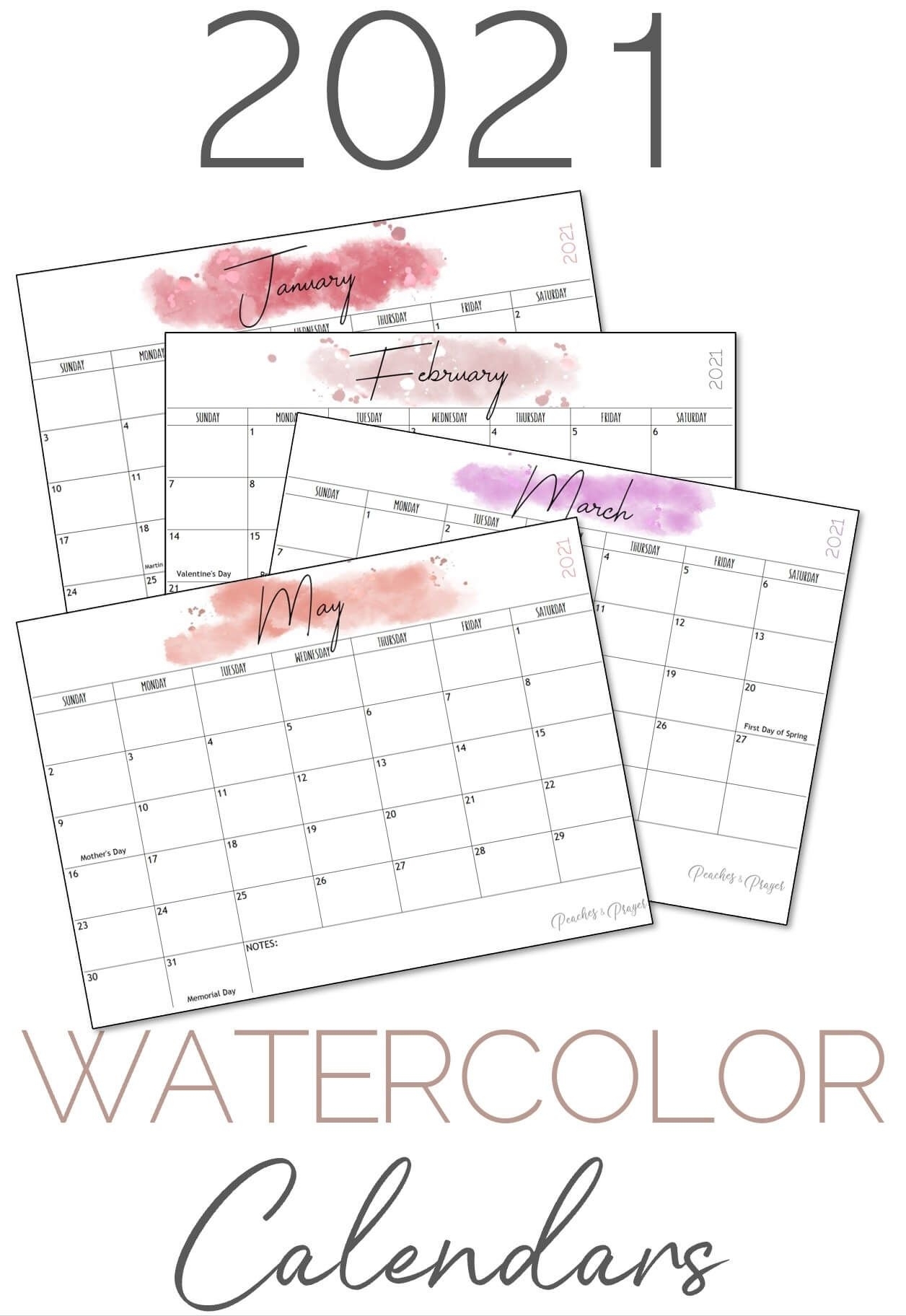 Free 2021 Monthly Calendar Printables Blank With Holidays
