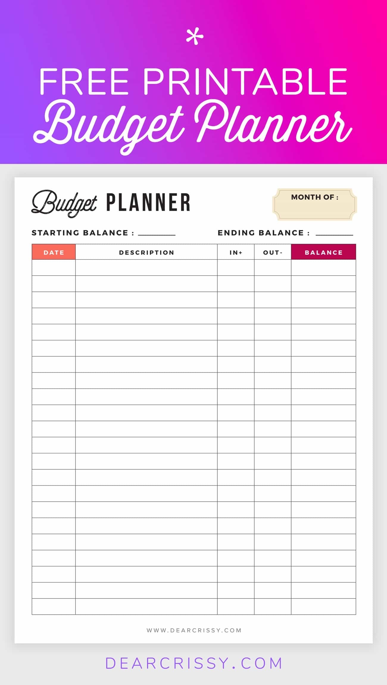 Free Budget Planner Printable - Printable Finance Planner