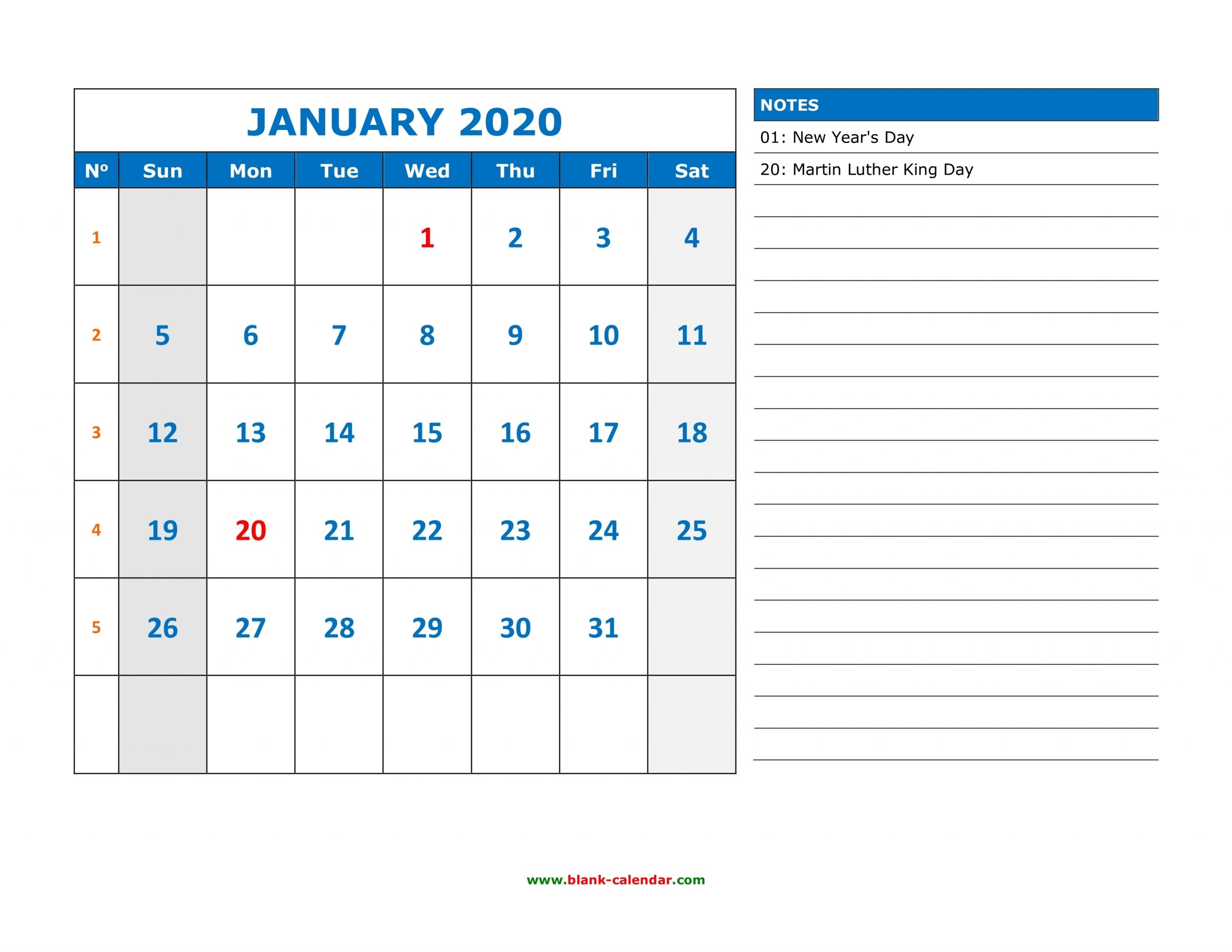 printable calendar with writing space calendar