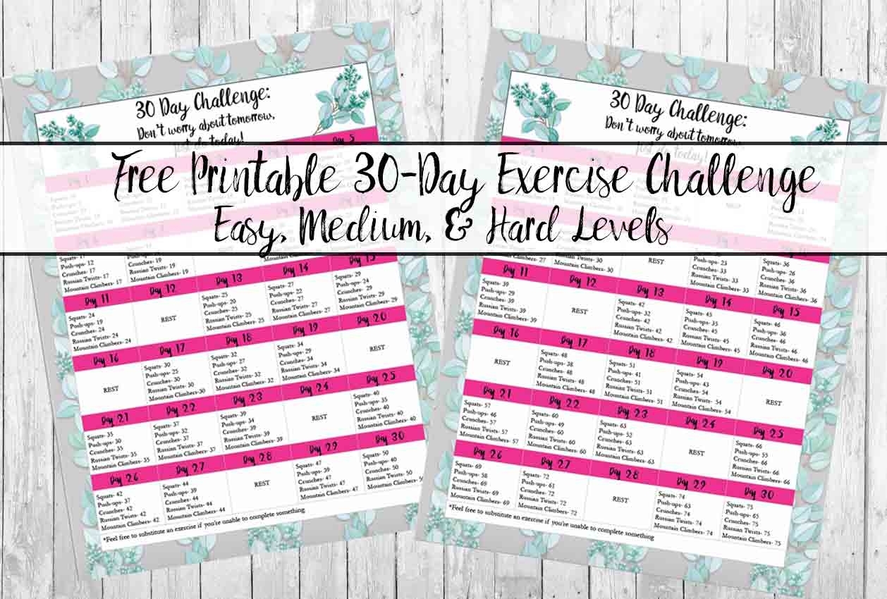 Free Exercise Printable 30-Day Challenge: Easy, Medium