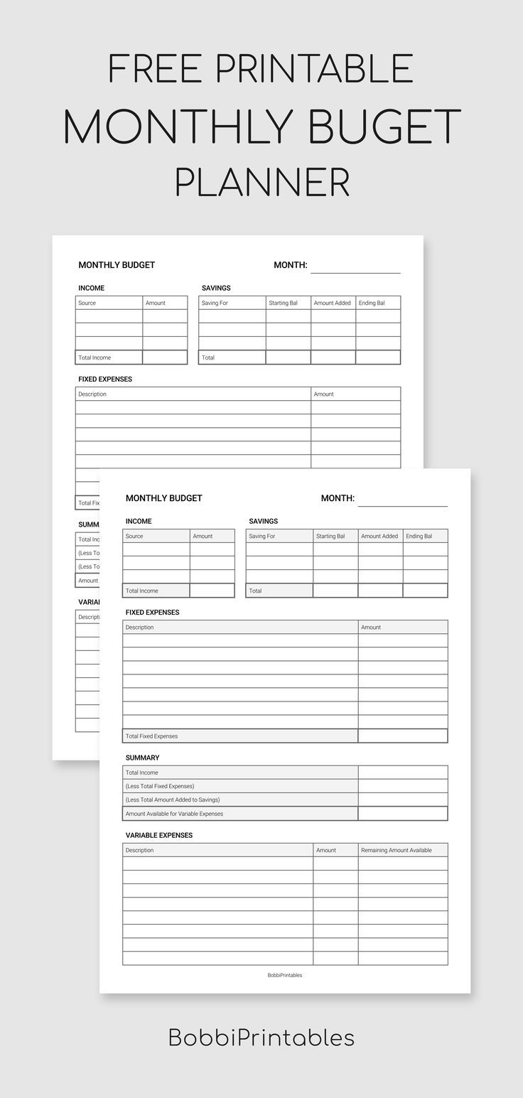 Free Monthly Budget Planner #Free #Printable #Budget