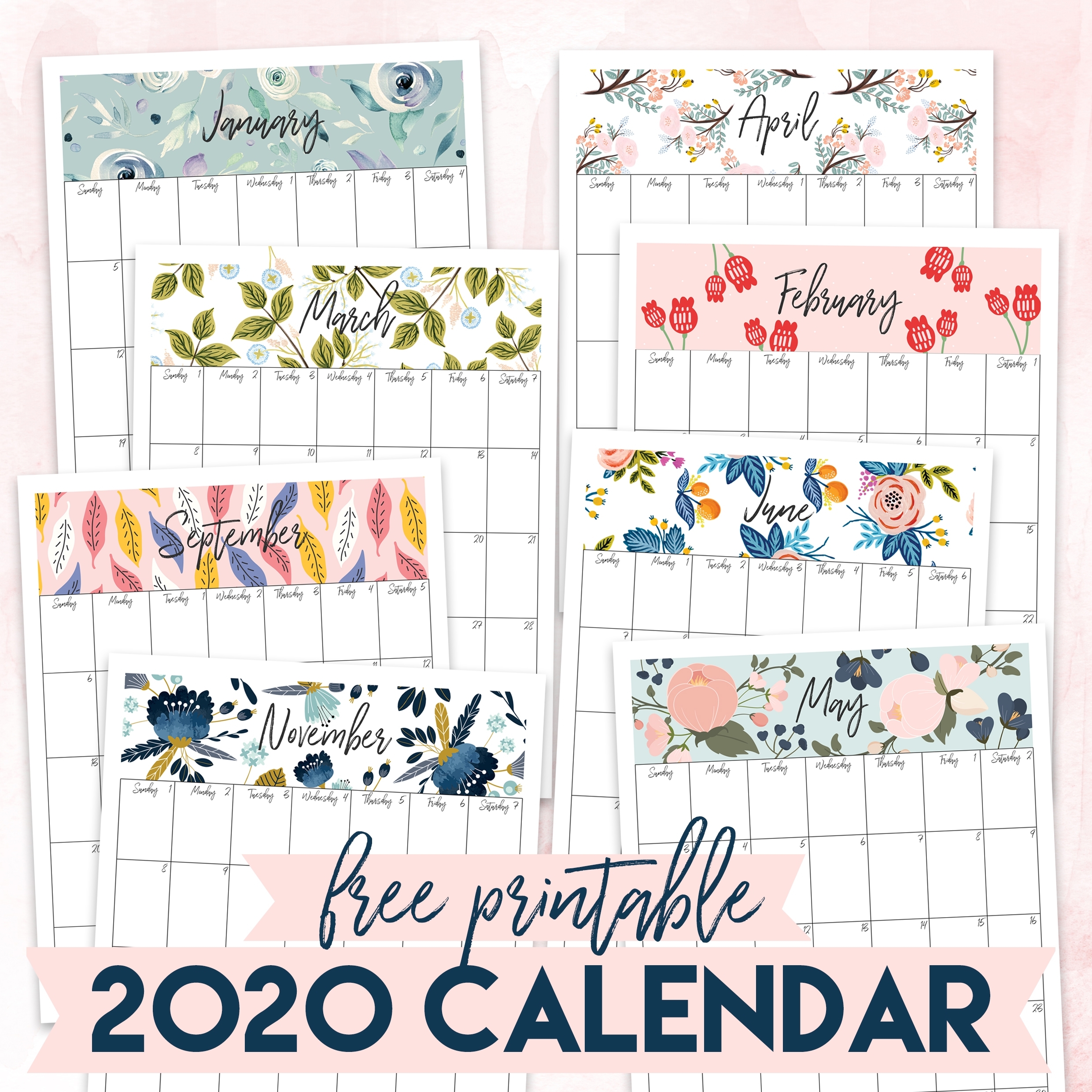 Free Printable 2020 Calendar - The Craft Patch within 8.5 X 11 Printable 2020 Calendar