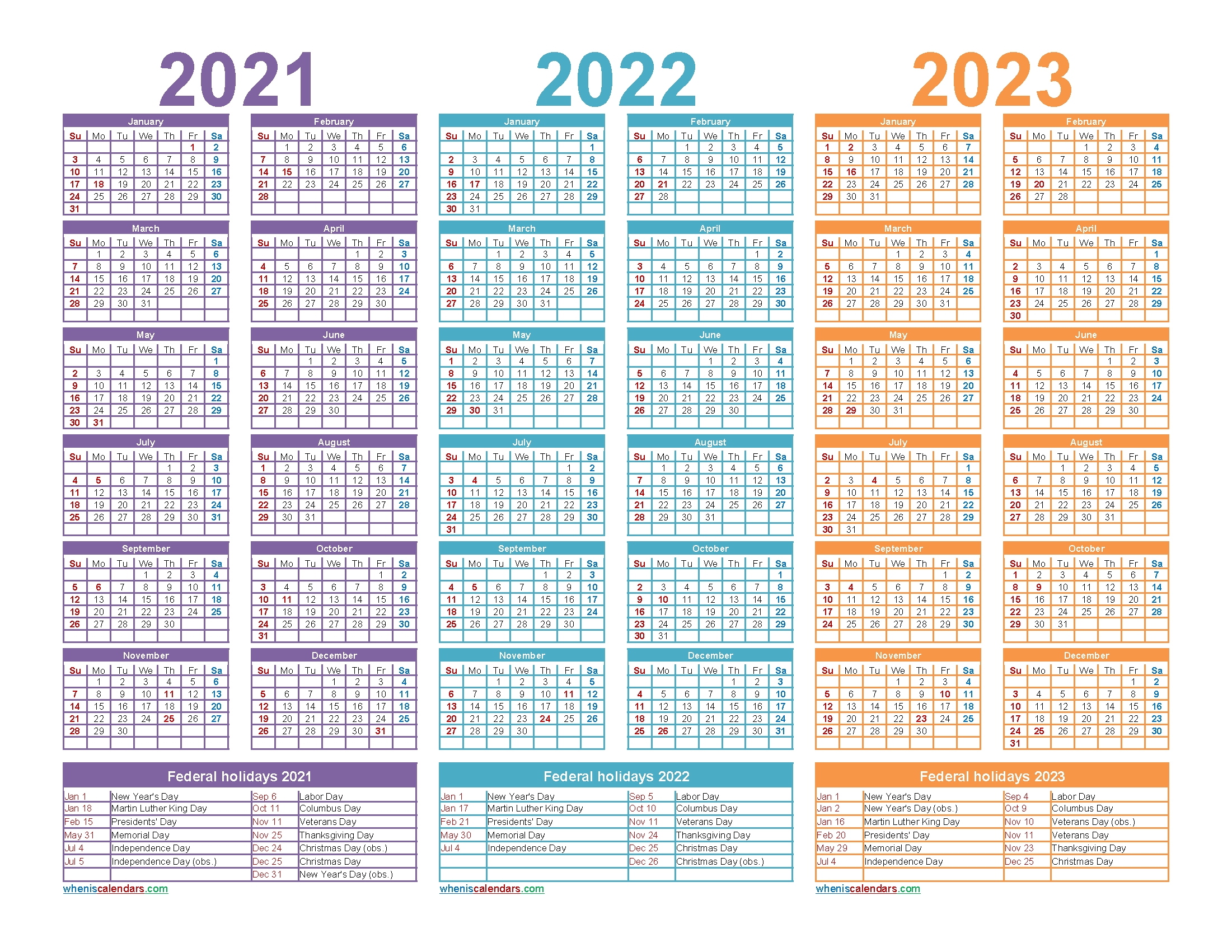 Free Printable 2021 And 2022 And 2023 Calendar Word, Pdf