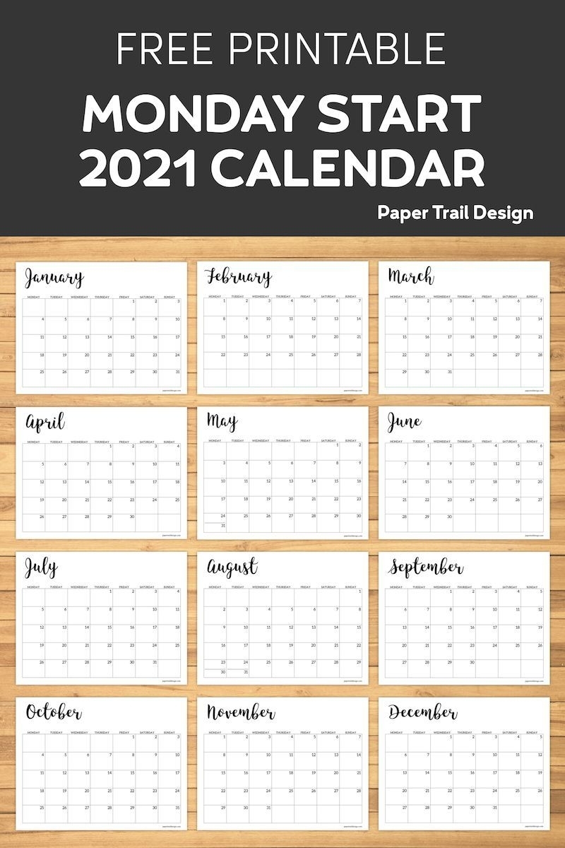 Free Printable 2021 Calendar - Monday Start | Paper Trail