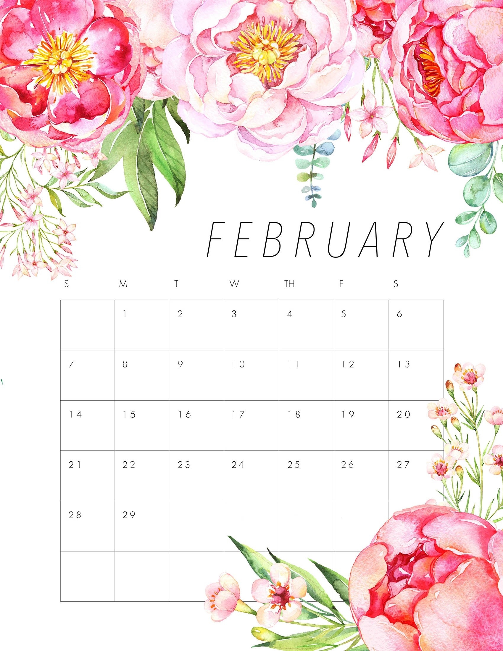 Free Printable 2021 Floral Calendar - The Cottage Market