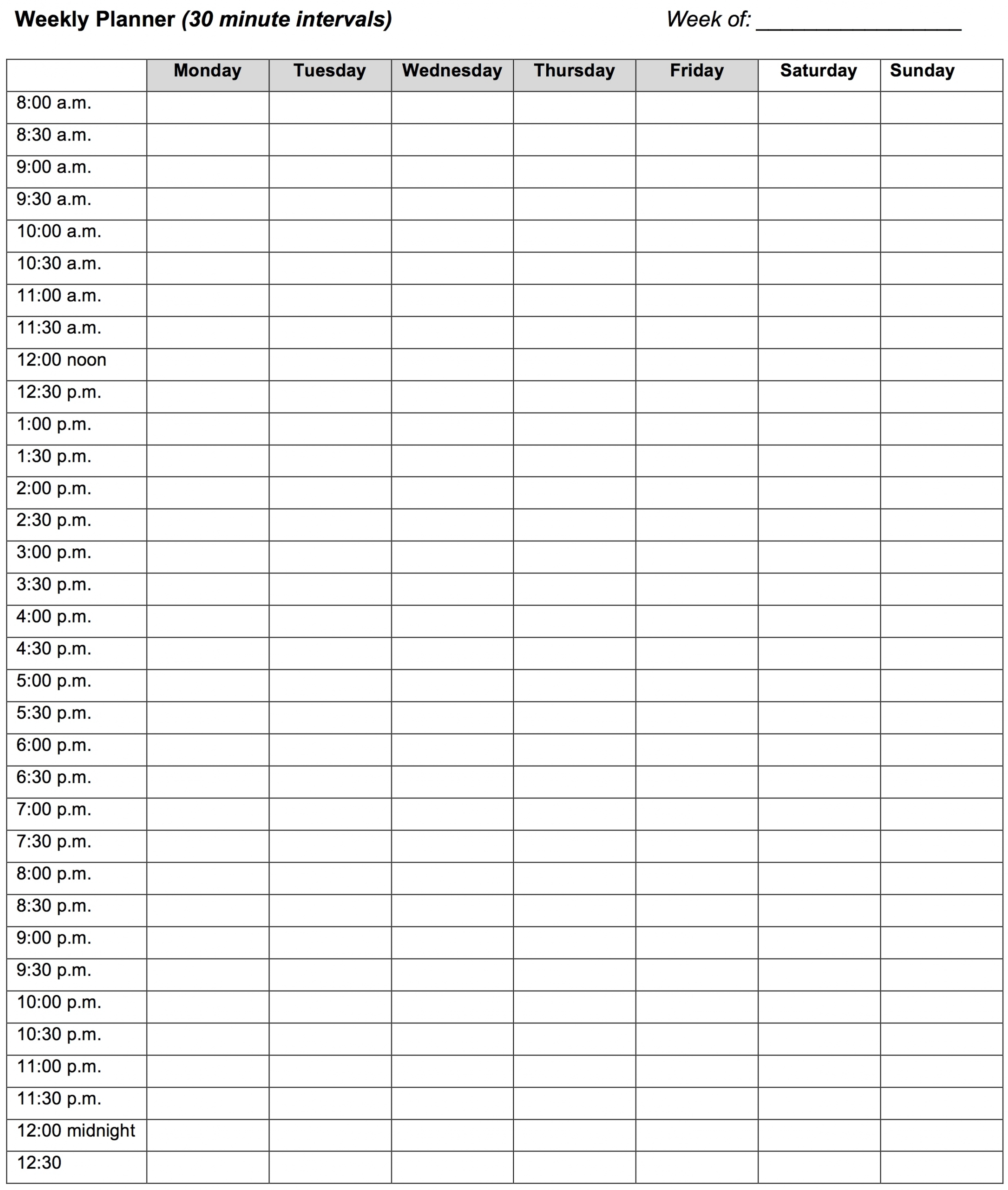 Free Printable 7 Day 15 Minute Appointment Calendar Sheets