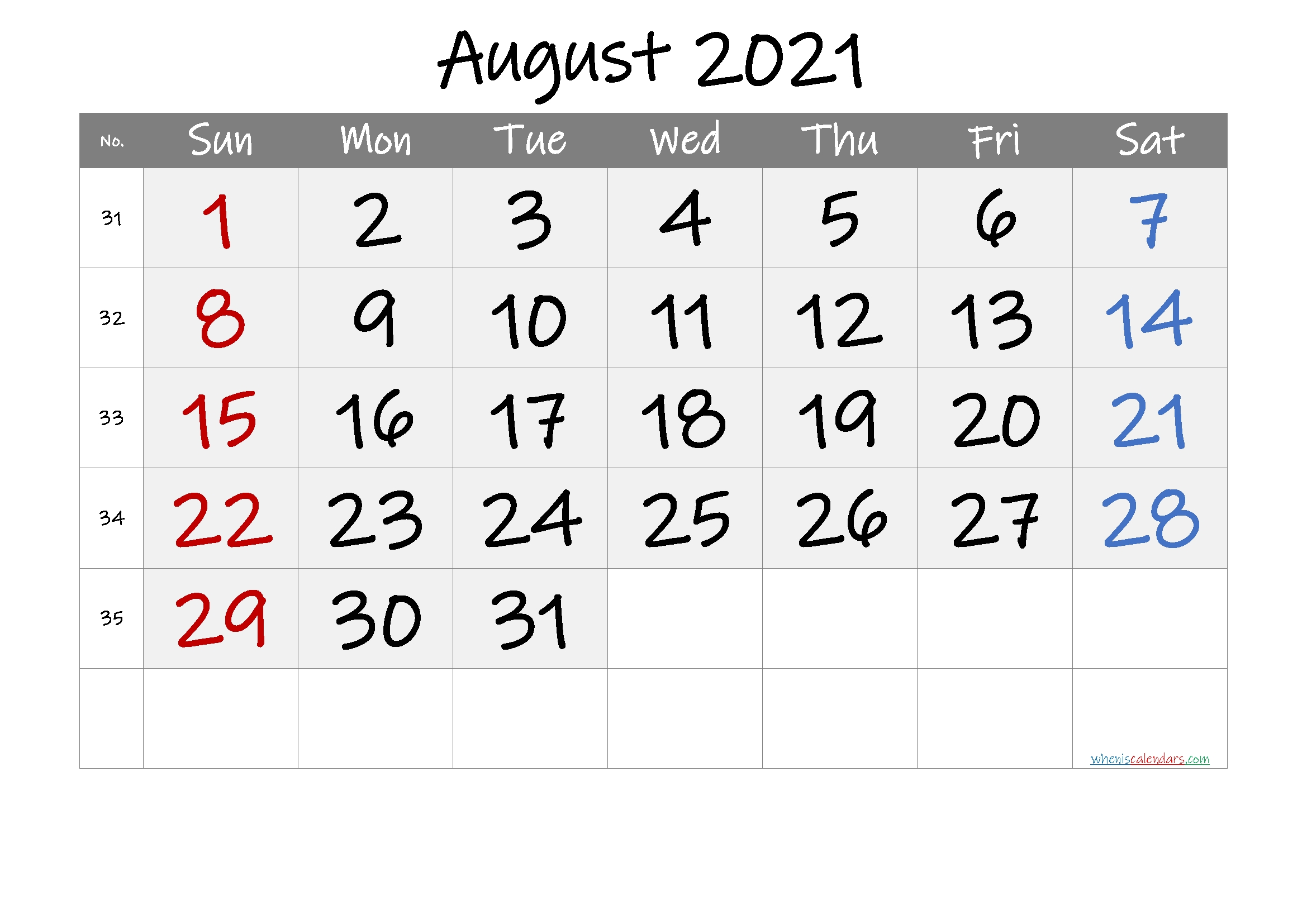 Free Printable August 2021 Calendar (Premium) In 2020