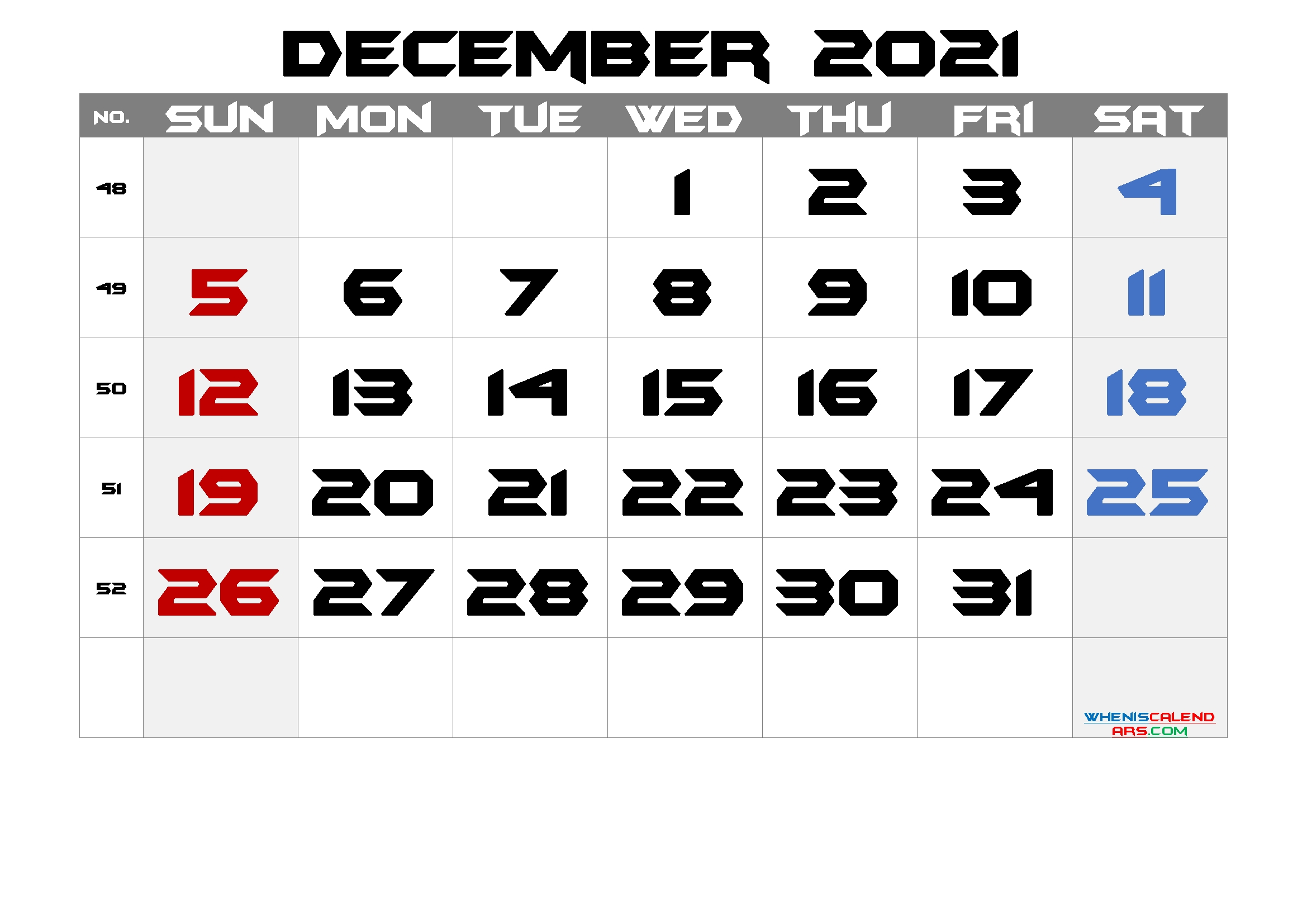 Free Printable Calendar 2021 December [Free Premium] – Free