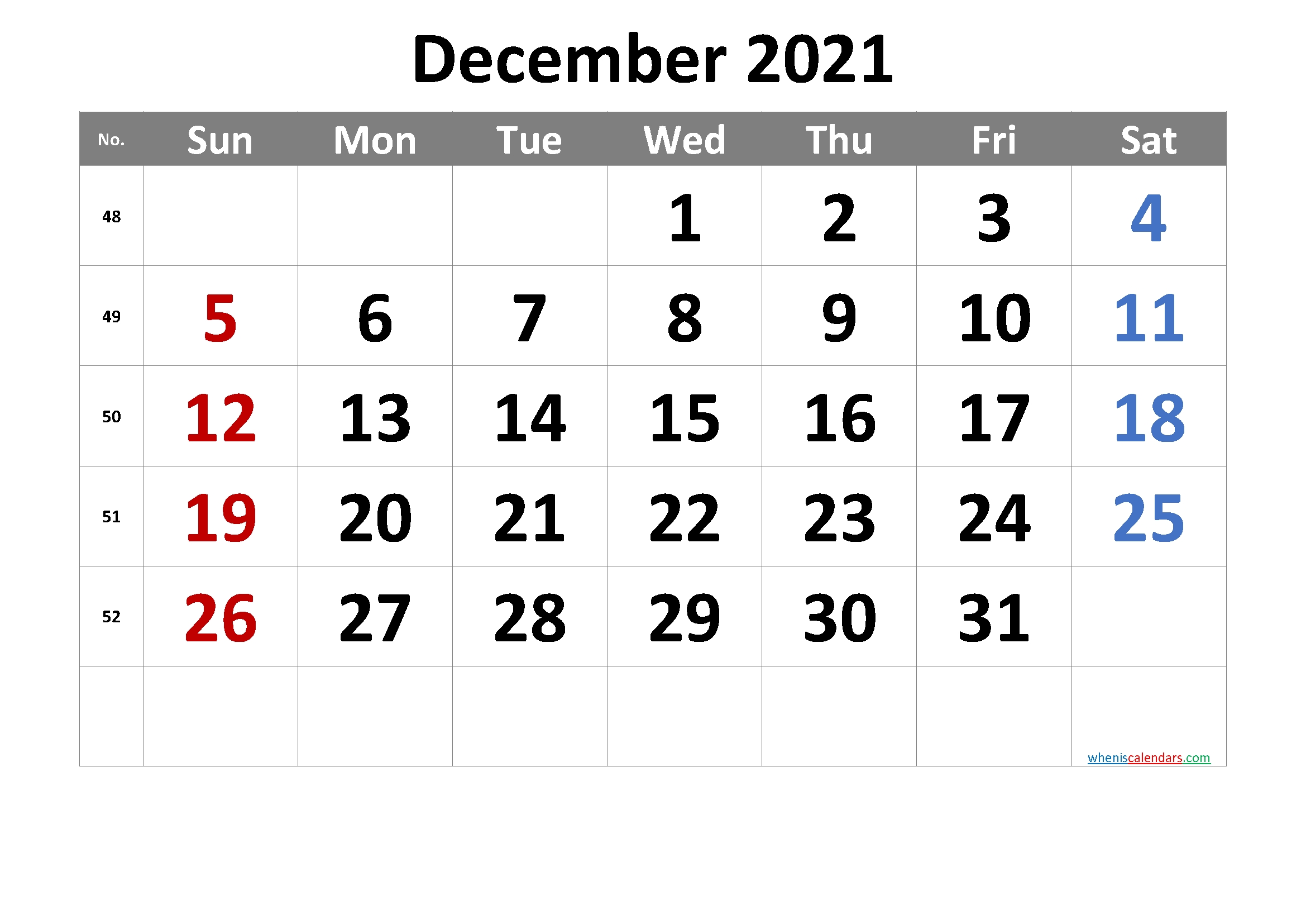 Free Printable Calendar 2021 December – Free Printable 2020