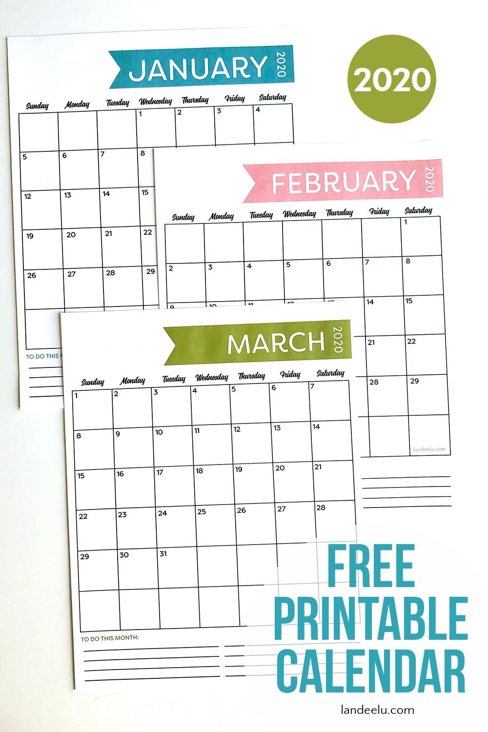 Free Printable Calendar For 2020- Simple Design | Free