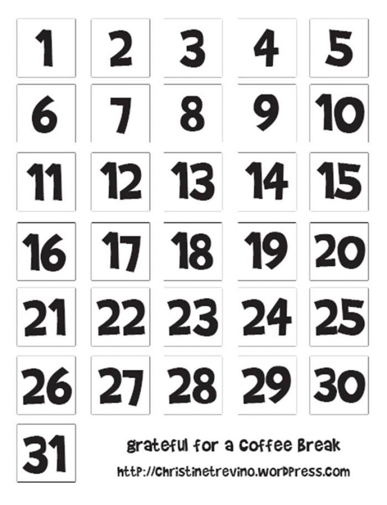 Free Printable Calendar Numbers 1-31 Pdf In 2020 | Printable