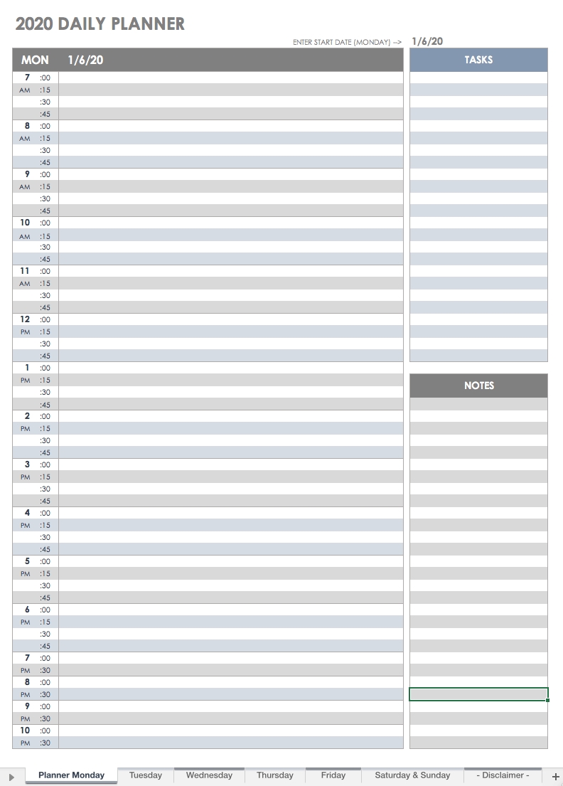 Free Printable Daily Calendar Templates | Smartsheet | Daily