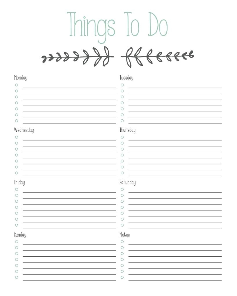 Free Printable Daily To Do Checklist Monday Through Friday