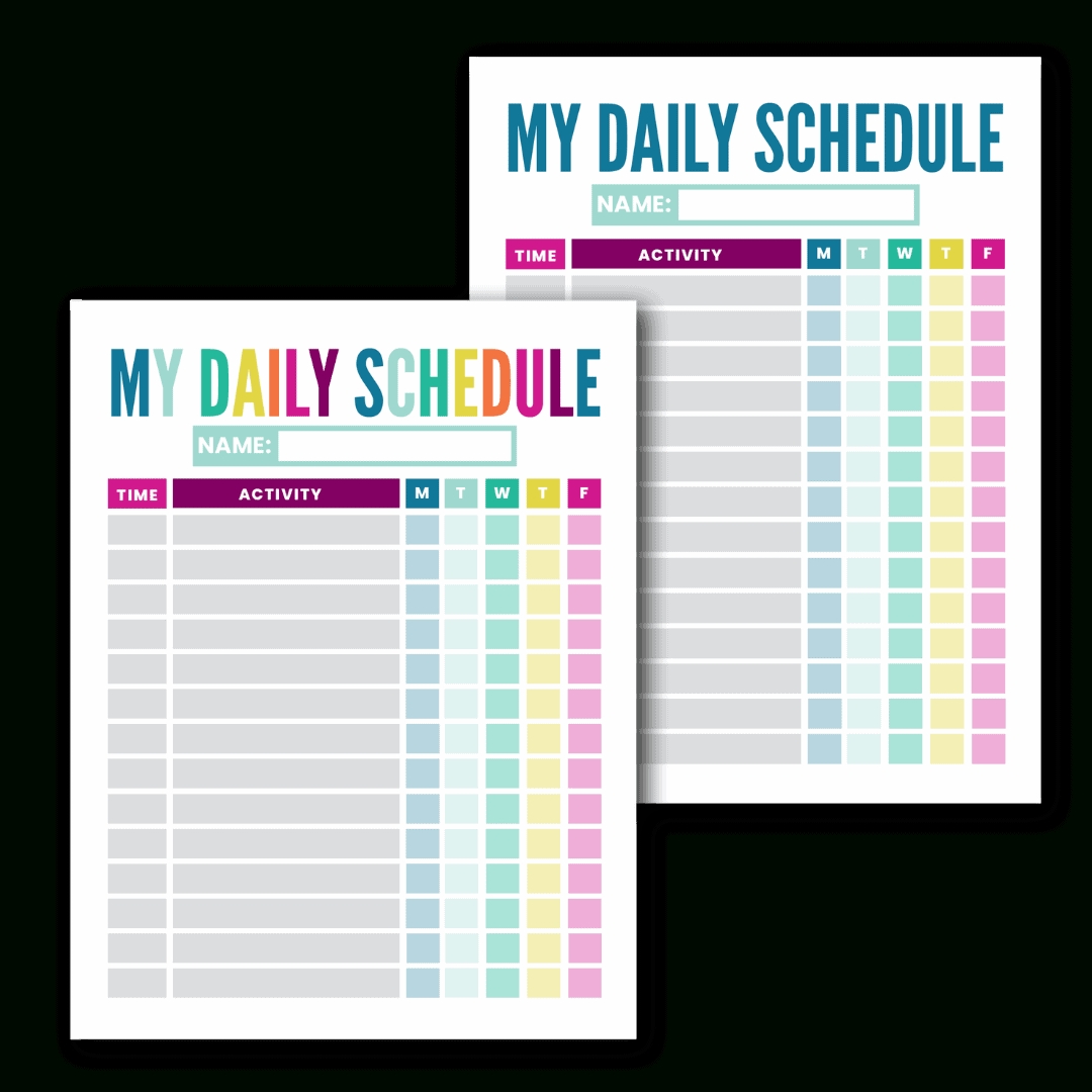 free printable daily schedule chart