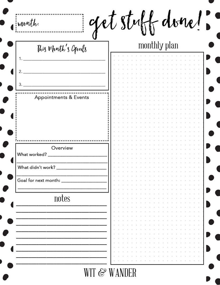 Free Printable Monthly At-A-Glance Planner | Free Printable
