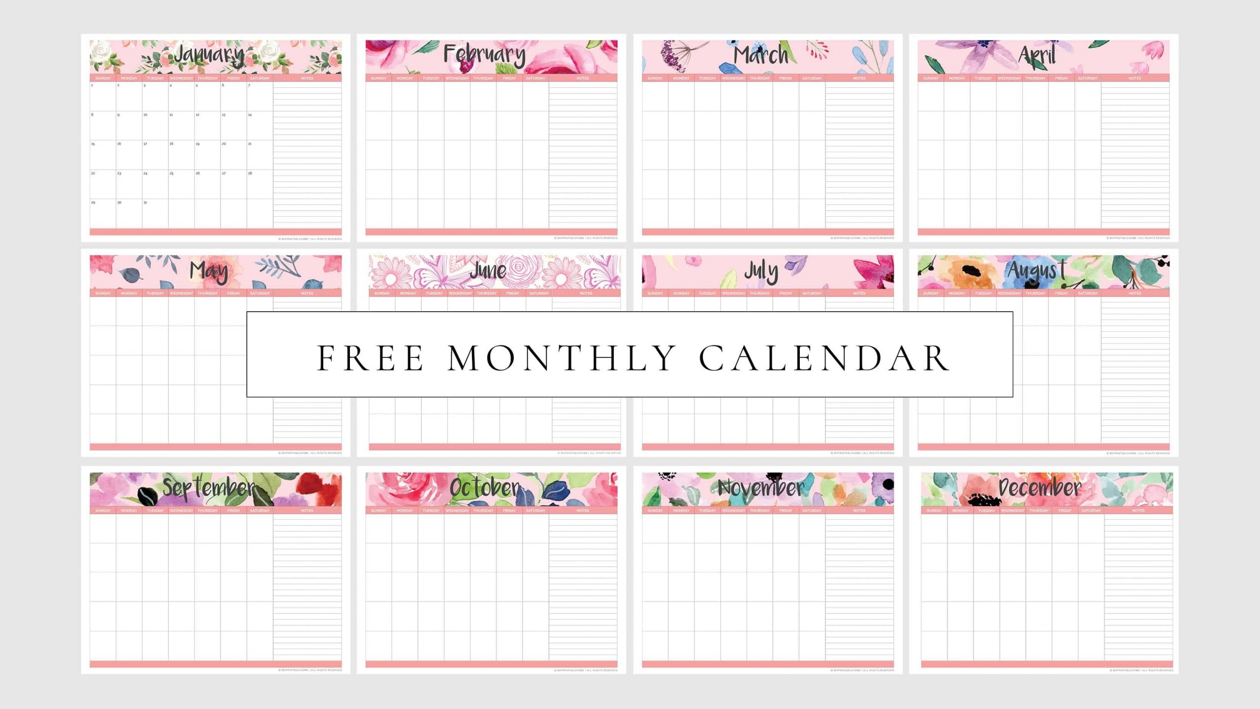 Free Printable Monthly Planner Calendar (Undated) - My