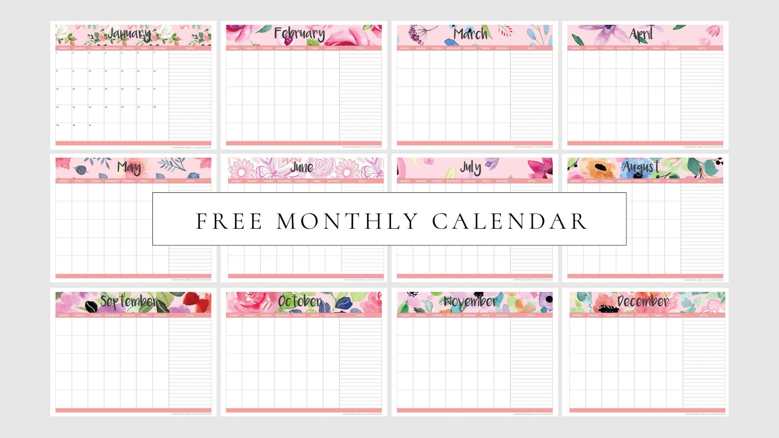 Printable Undated Month