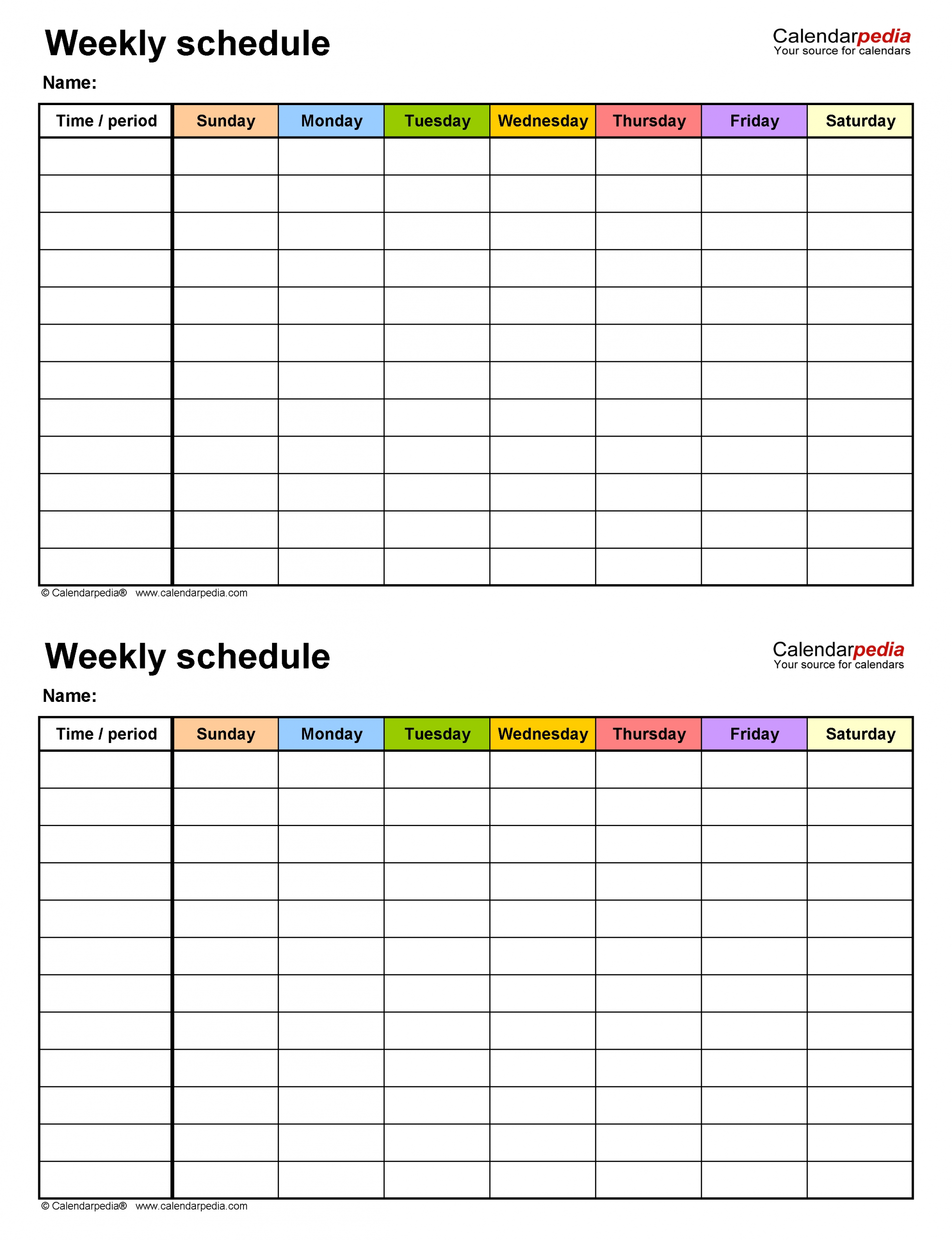 Free Weekly Schedule Templates For Excel - 18 Templates