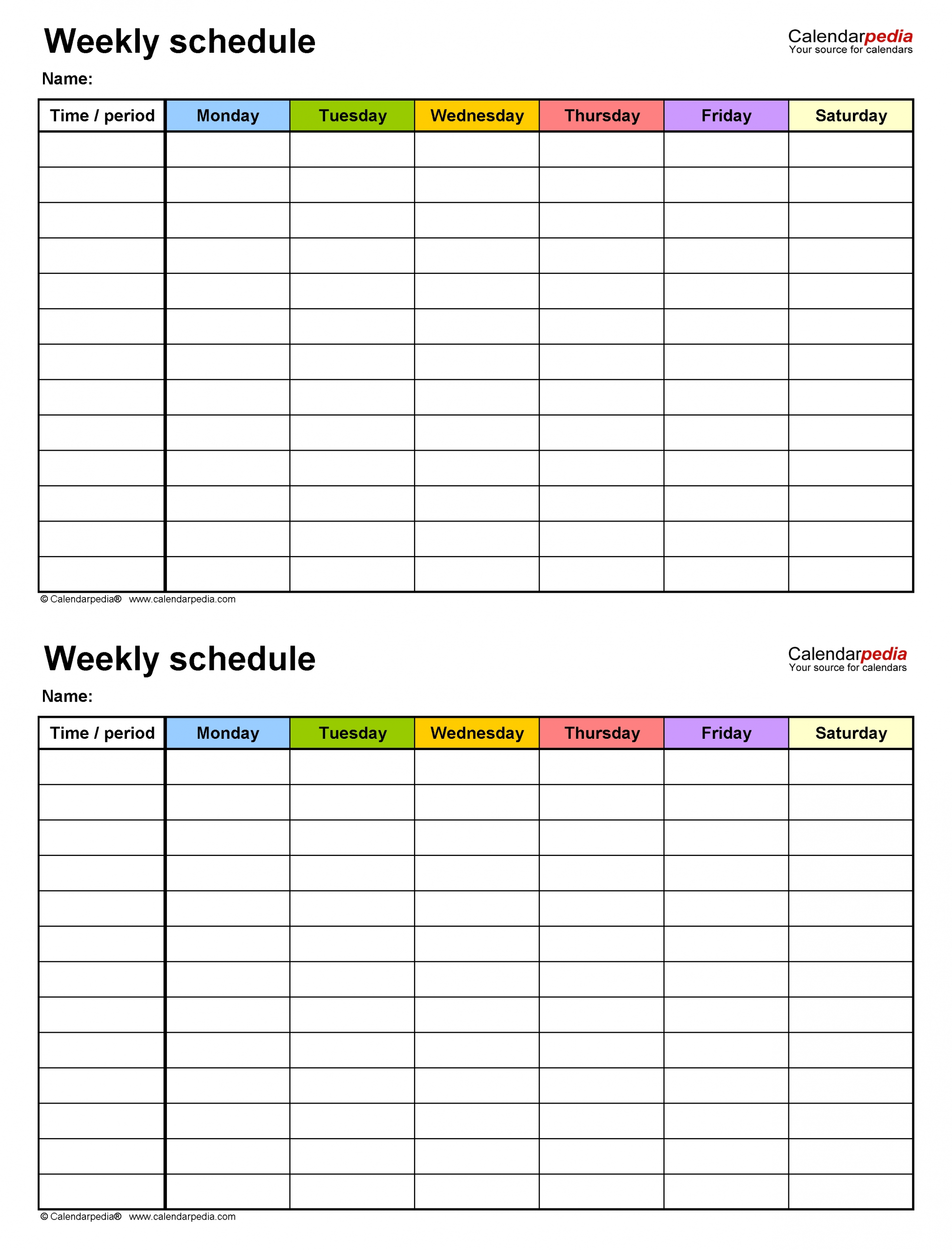 Free Weekly Schedule Templates For Excel - 18 Templates