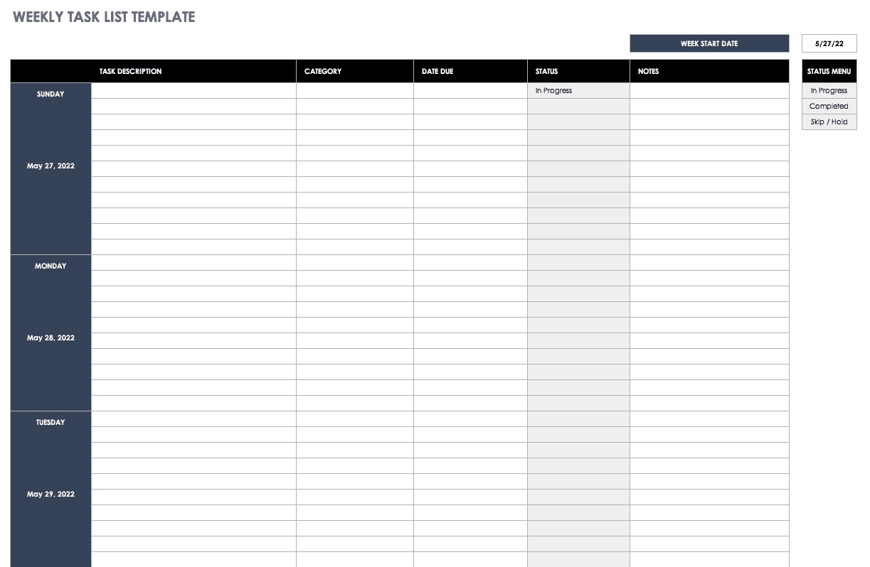 Free Weekly Schedule Templates For Excel - Smartsheet