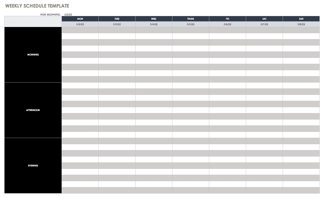 Free Weekly Schedule Templates For Excel - Smartsheet