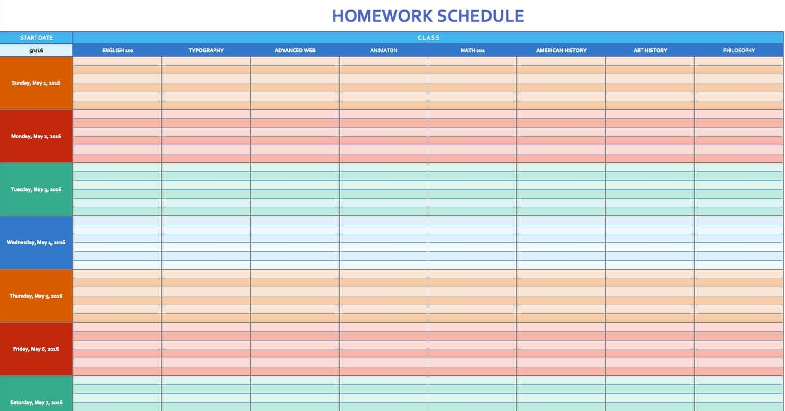 Free Weekly Schedule Templates For Excel - Smartsheet