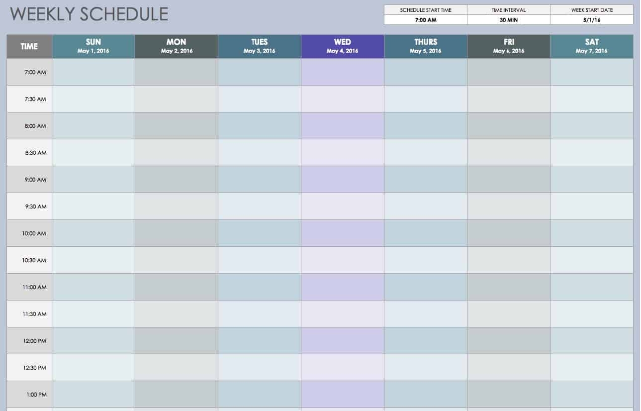 microsoft excel schedule templates