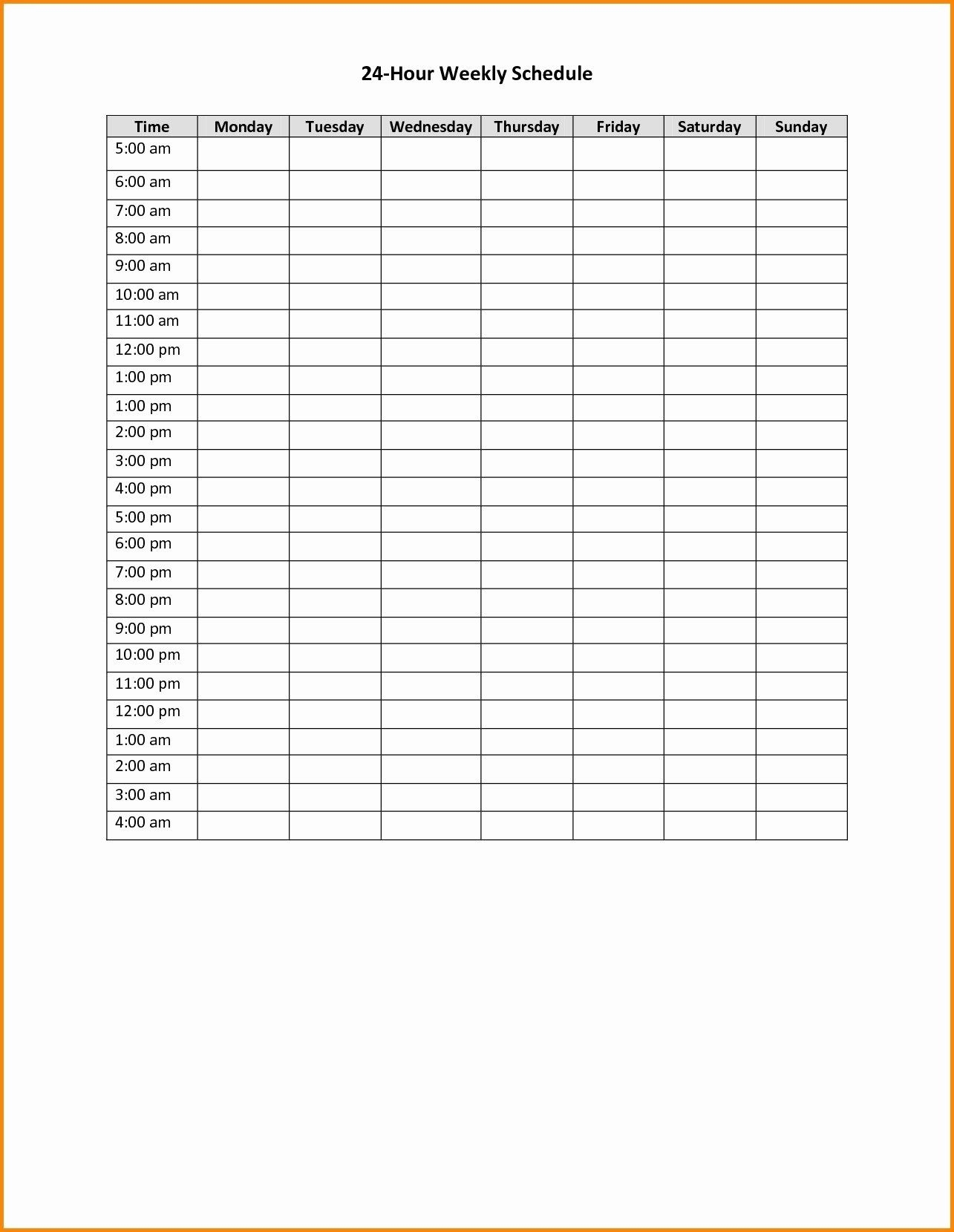 Half Hour Schedule Template Awesome Calendar Blanks Weekly
