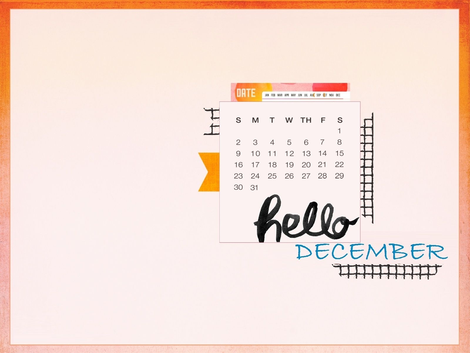 Hello December 2018 Desktop Calendar | Calendar Wallpaper