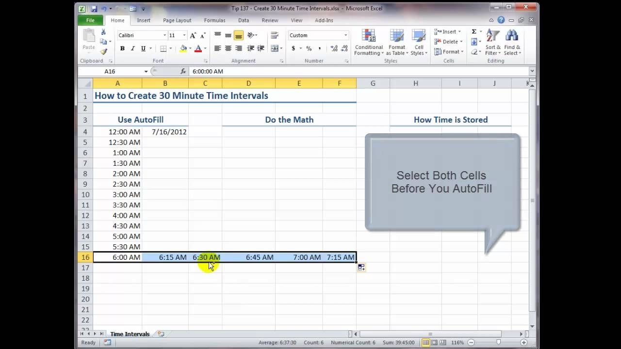 How To Create 30 Minute Time Intervals In Excel
