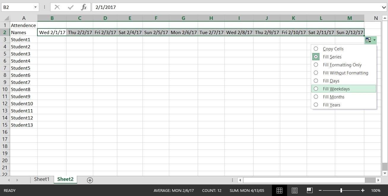 How To Create A Basic Attendance Sheet In Excel « Microsoft