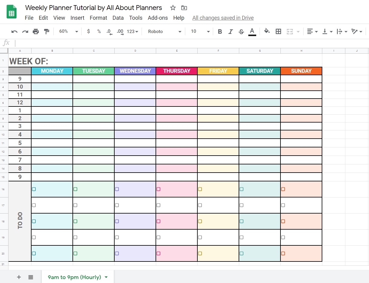How To Make A Weekly Planner Using Google Sheets (Free