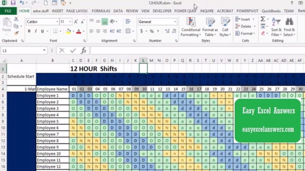 How To Make An Automatic 12-Hour Shift Schedule