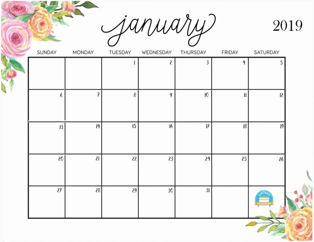 January 2019 Calendar Floral Template #January2019 #January in Free 2019 Calendar With Space To Write