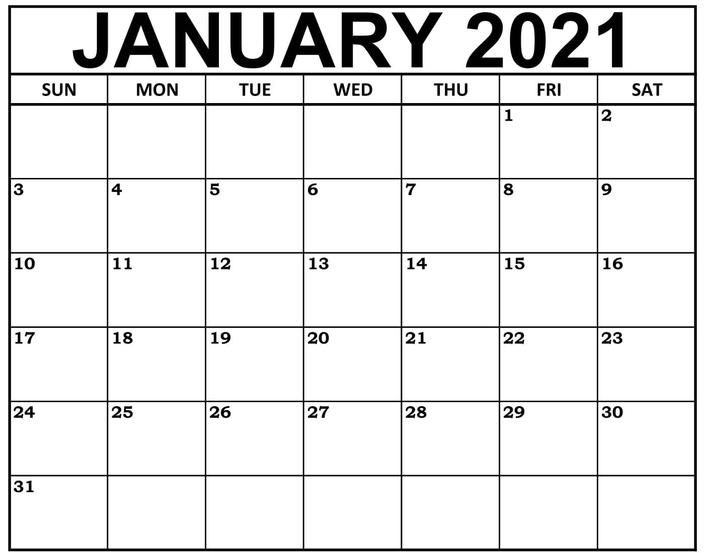 January 2021 Calendar Canada With National Holidays - Set