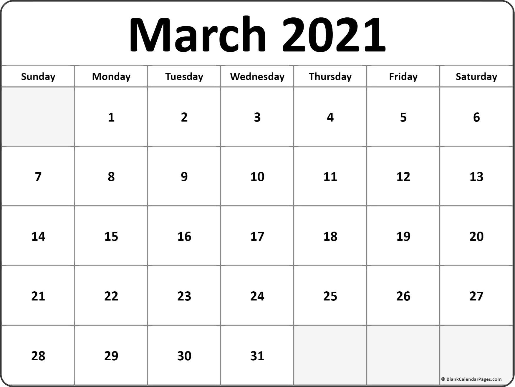 January February March April 2021 Calendar In 2020