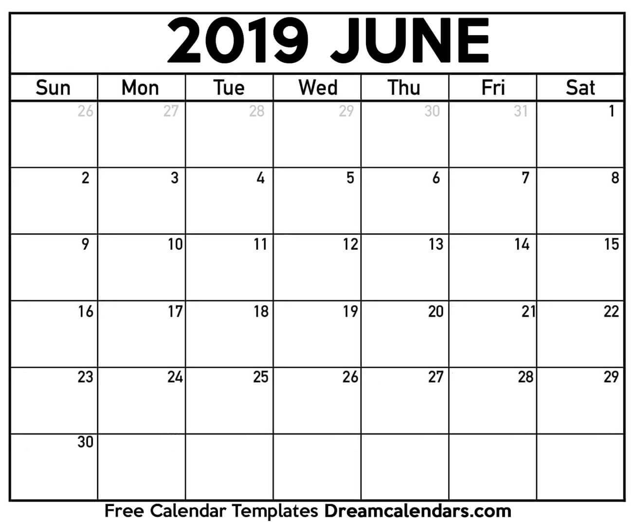 June 2019 Calendar | Free Blank Printable Templates