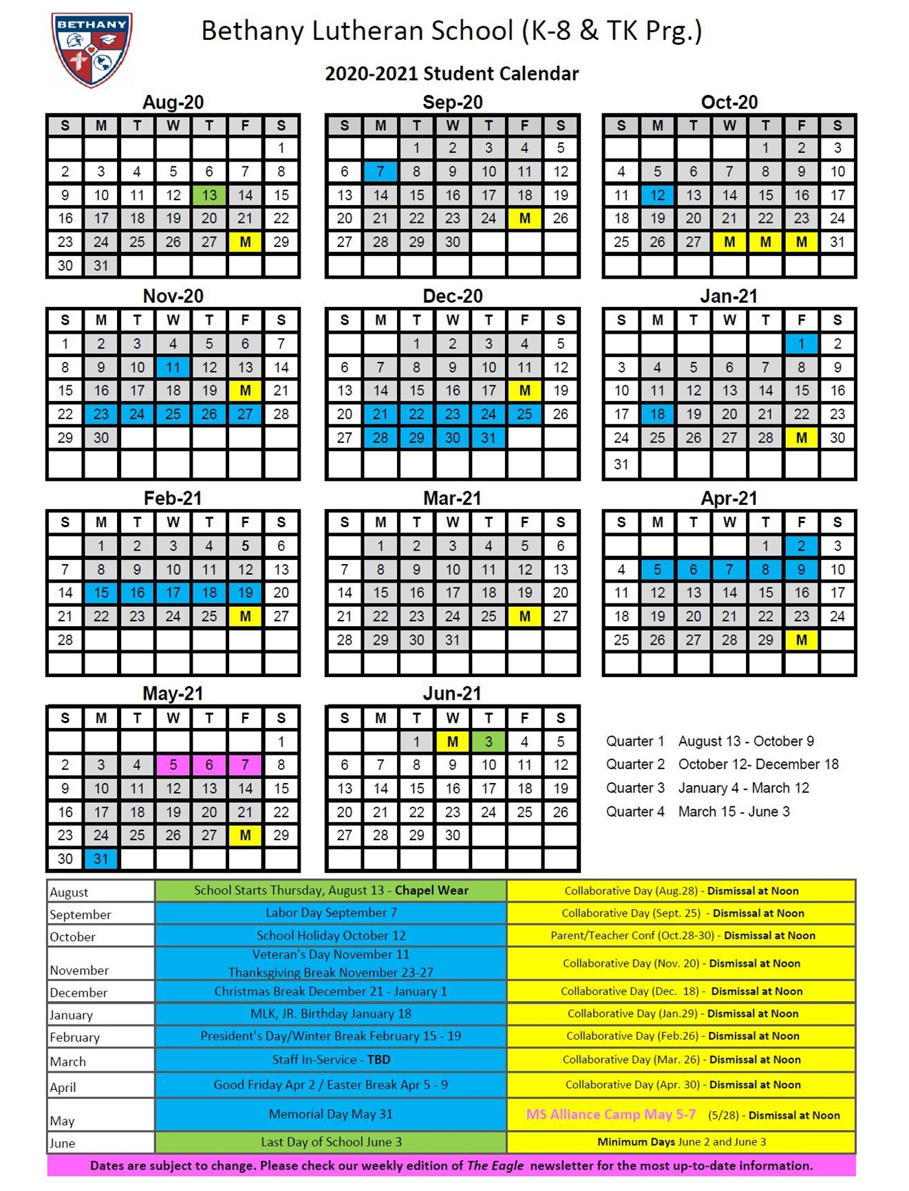 2021 Lutheran Liturgical Claendar