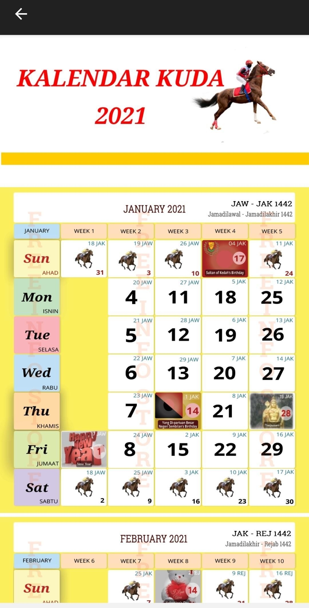 Kalendar Kuda 2021 Pour Android - Téléchargez L&#039;Apk