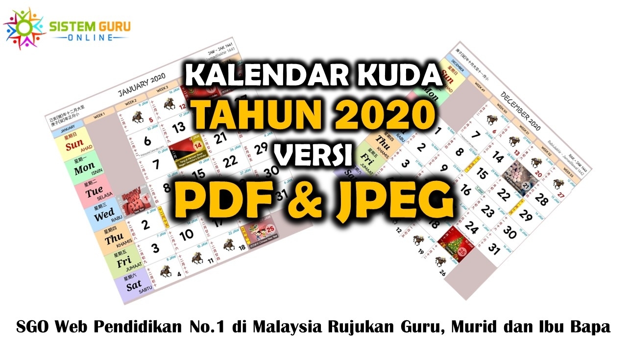 Kalendar Kuda Tahun 2020 Versi Pdf Dan Jpeg regarding Calendar 2020 Free Printable Kuda