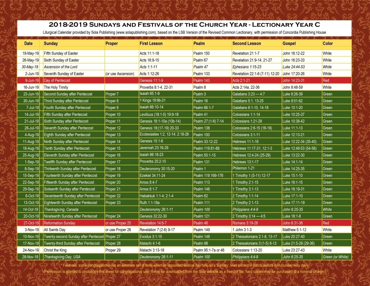 Liturgical Calendar Colors 2021