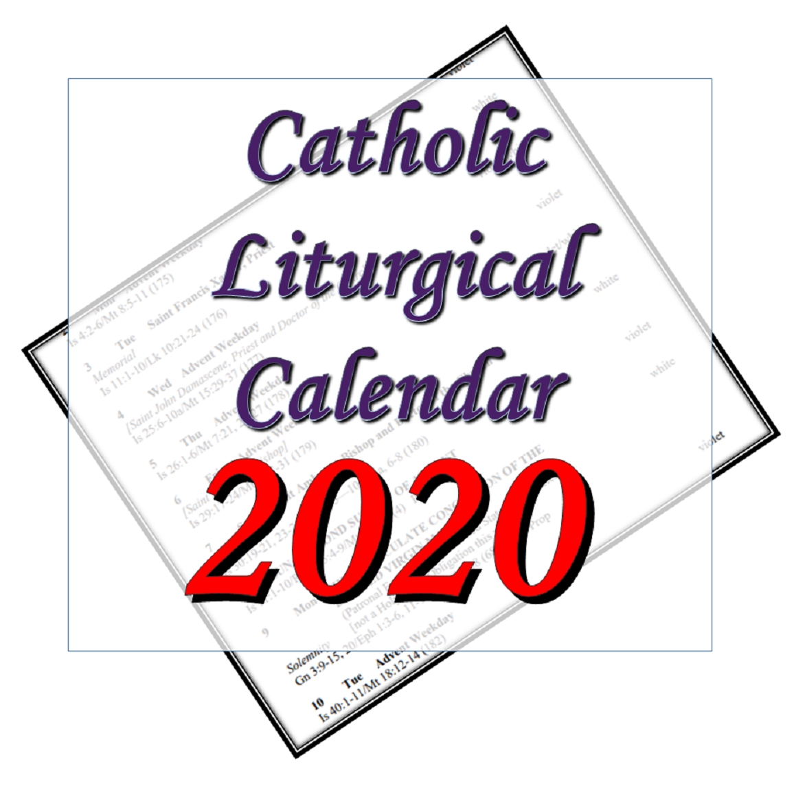 Liturgytools: Catholic Liturgical Calendars For 2020 with regard to A Liturgical Calendar For The Year 2020