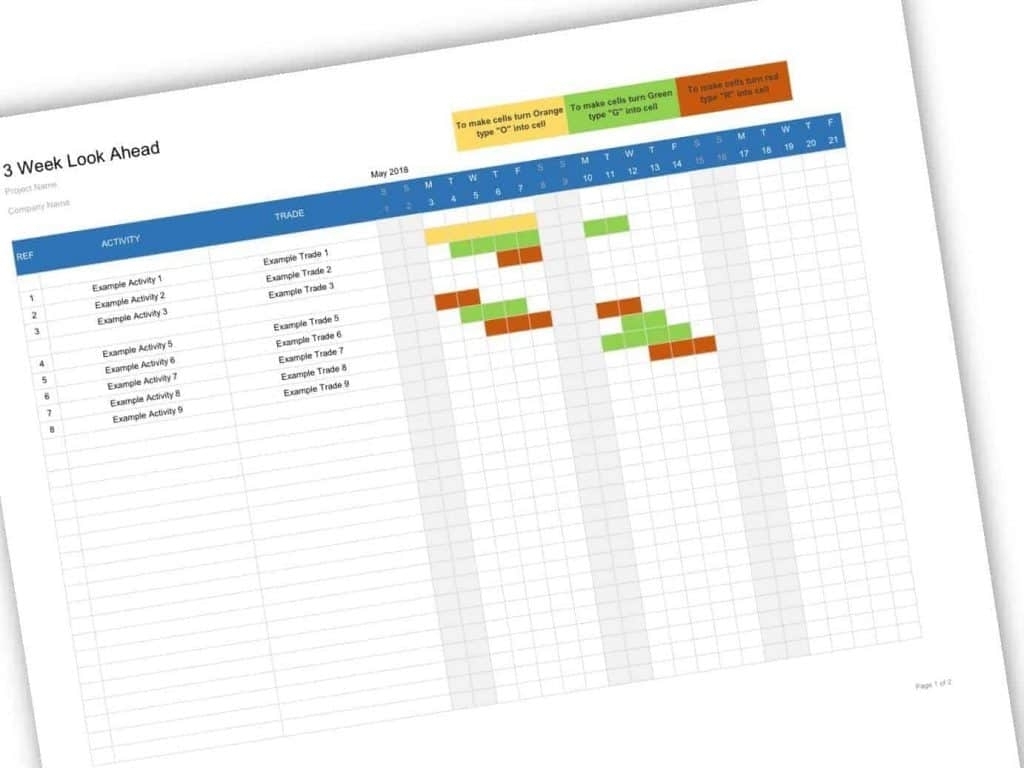 Look Ahead Schedule Template | Calendar For Planning