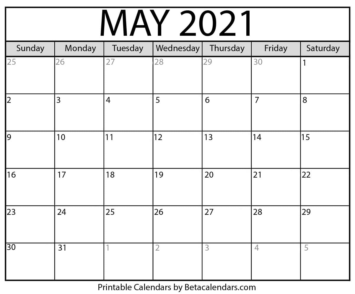 May 2021 Calendar | Blank Printable Monthly Calendars