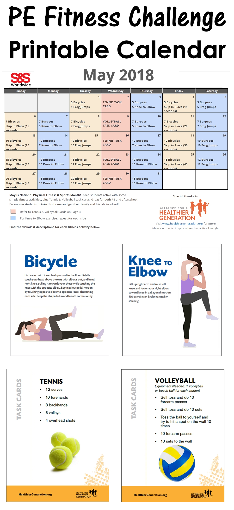 May Printable Fitness Challenge Calendar - S&amp;S Blog