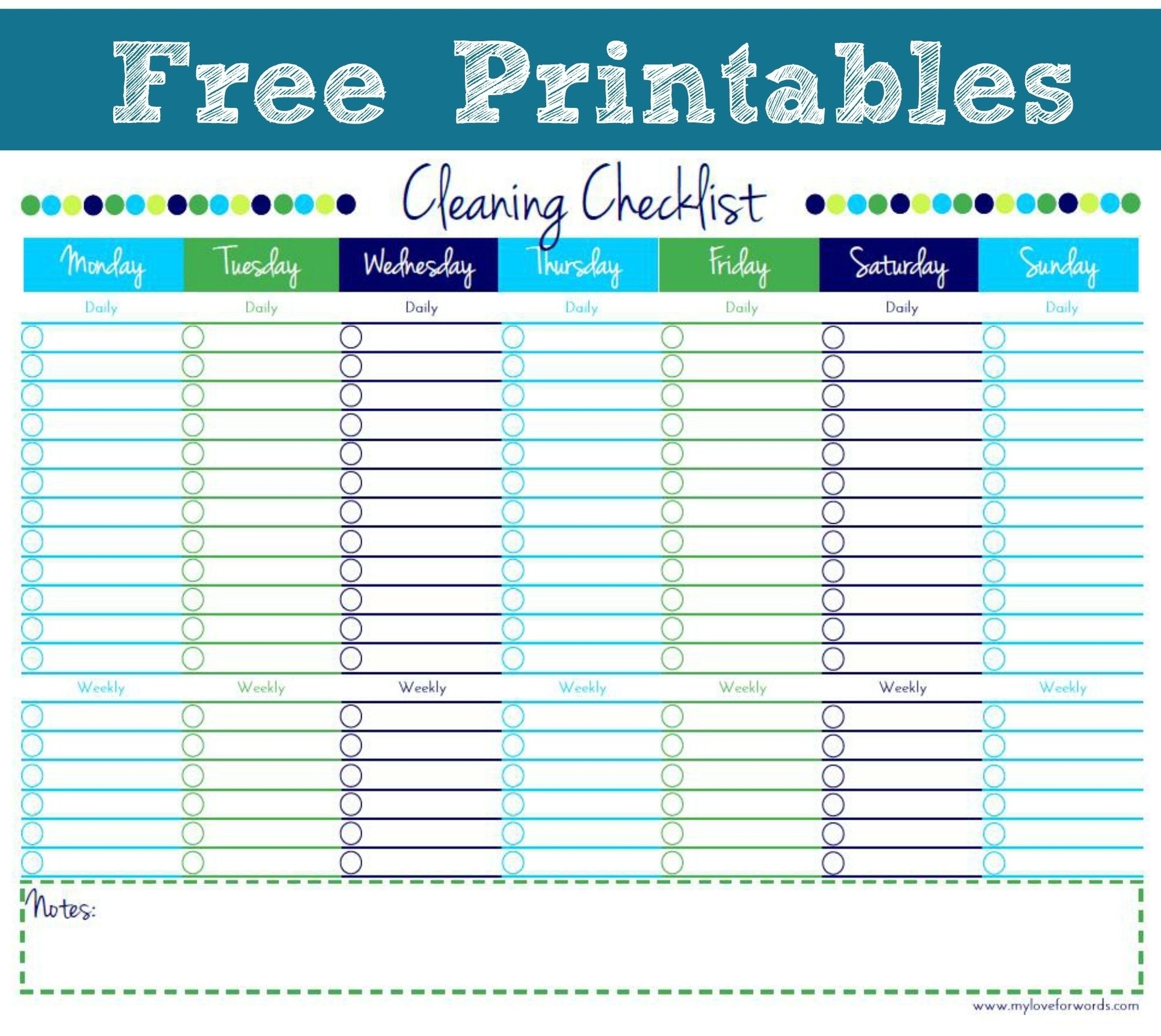 Monday Through Friday Checklist Free Printable Di 2020
