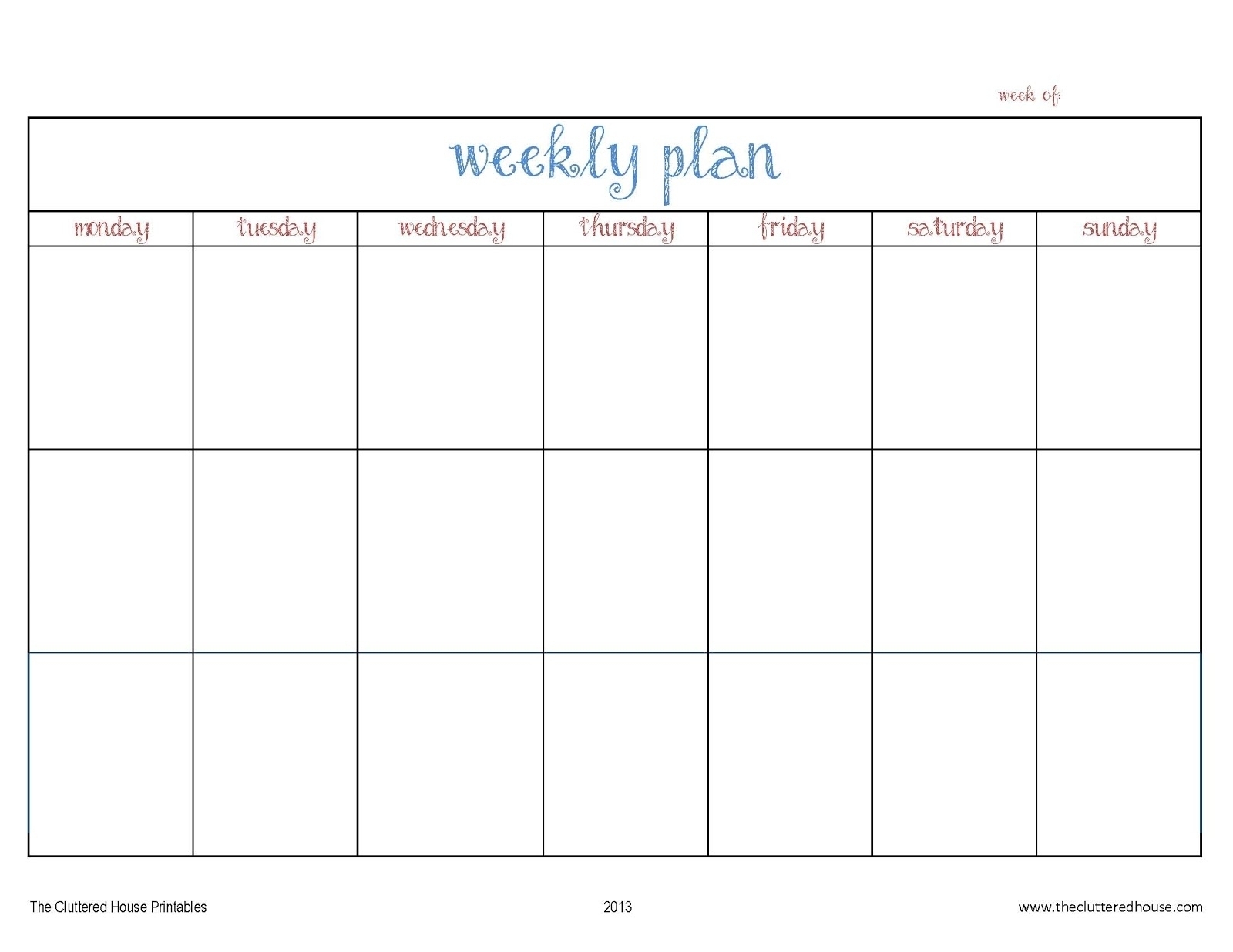 Monday To Friday Planner Template | Calendar For Planning