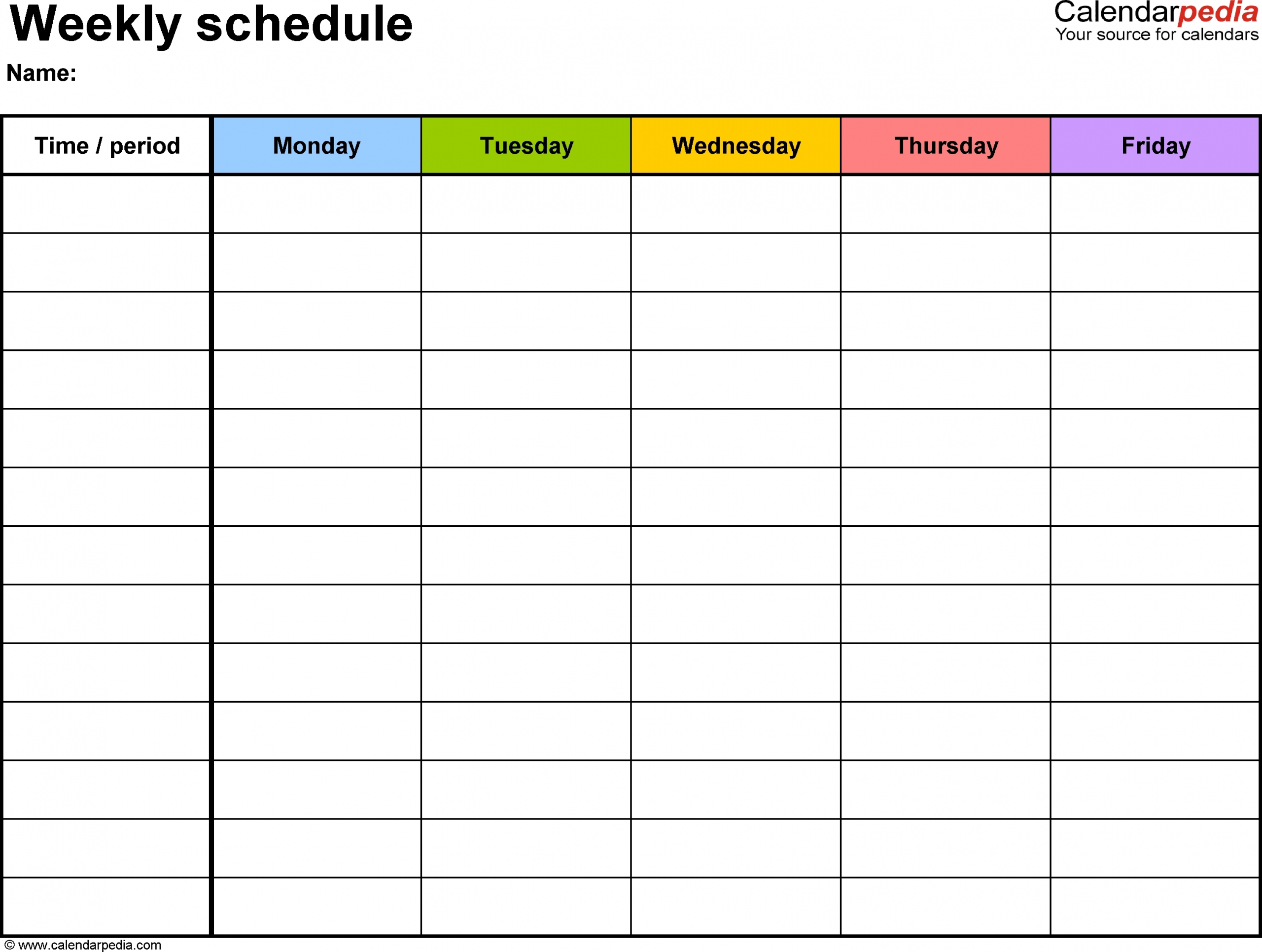 Monday To Friday Planner Template - Calendar Inspiration Design