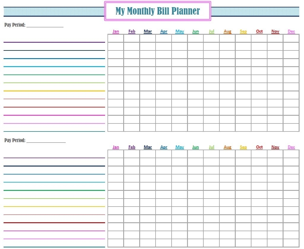 Monthly Bill Log Template Free Printable Monthly Bill