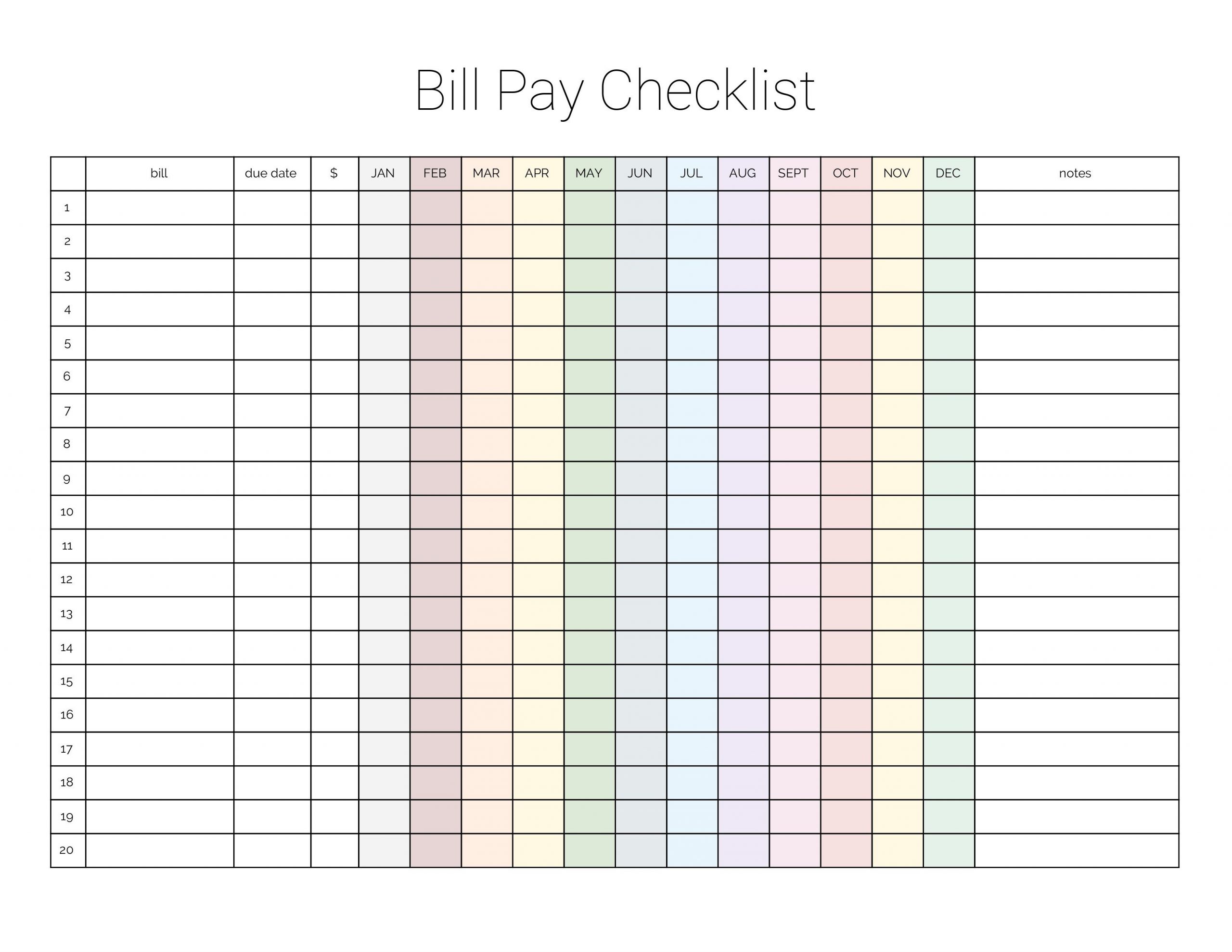 Monthly Bill Payment Checklist {Printable} - Million Ways To